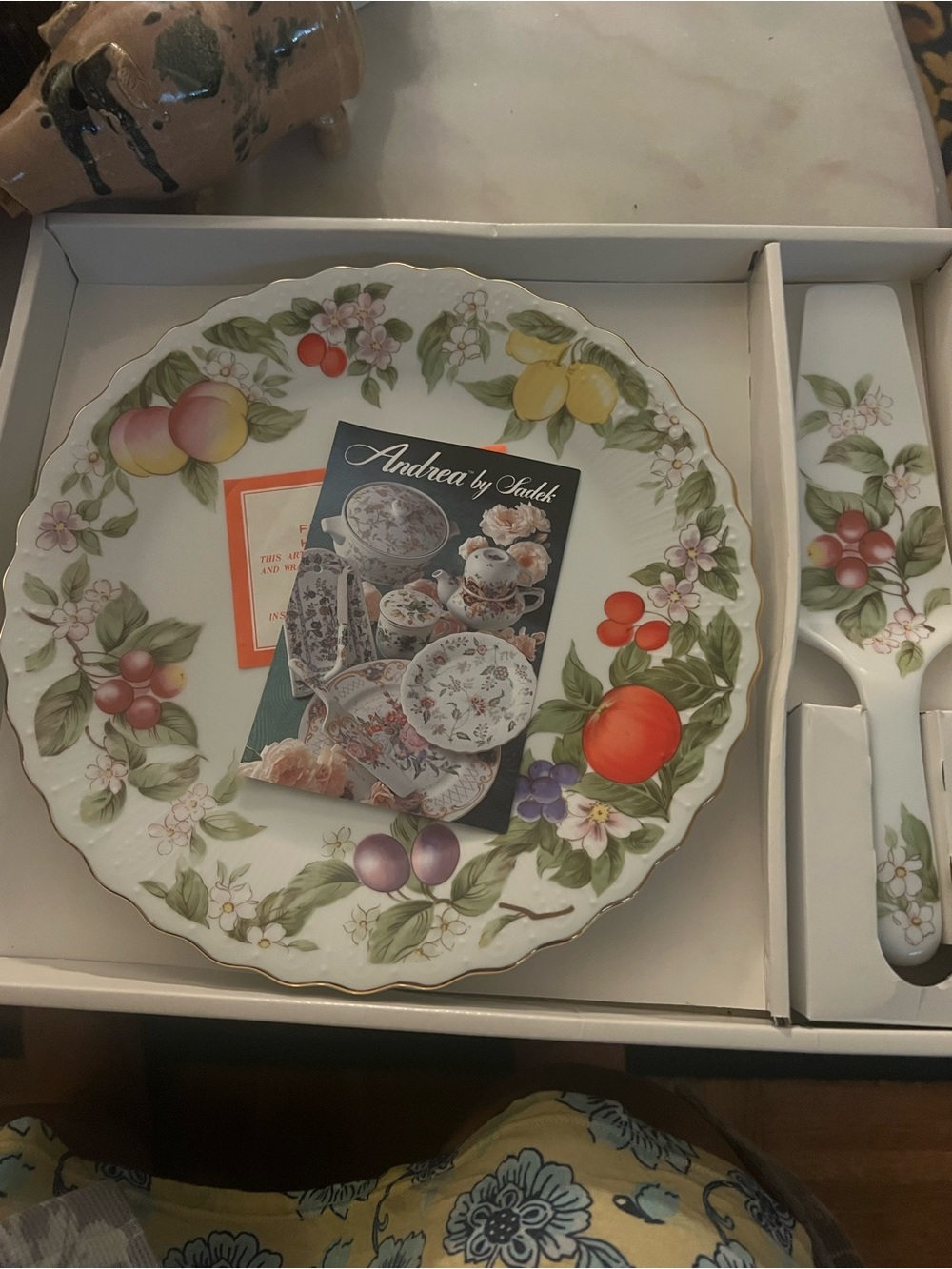 Andrea by Sadek Porcelain Serving Plate and Server Set - Multi